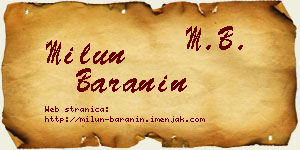 Milun Baranin vizit kartica